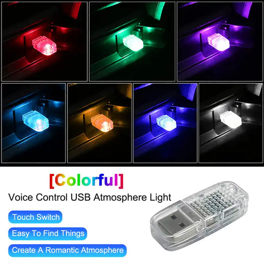PEL Car Accessories led car Atmosphere Light Mini USB LED Car Interior Colorful Rock Ambient Lamp