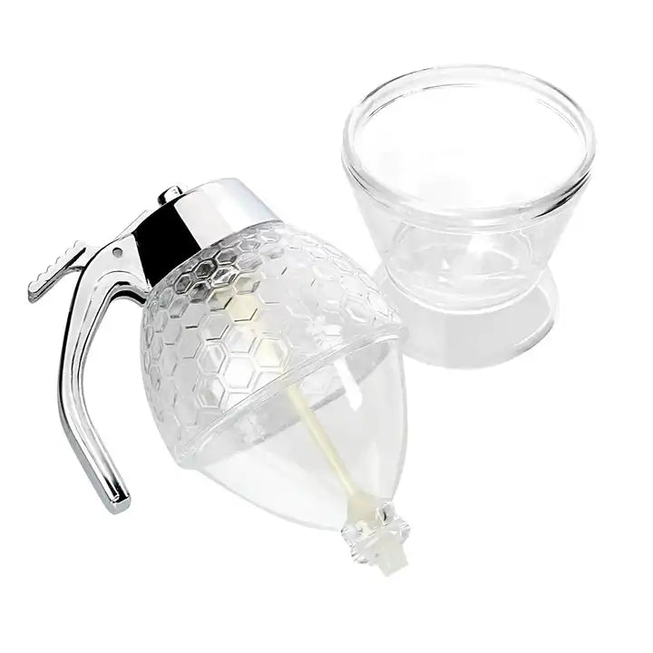 200ML Portable Juice Bee Storage Pot Drip Jar Bottle Acrylic Honey and Syrup Dispenser