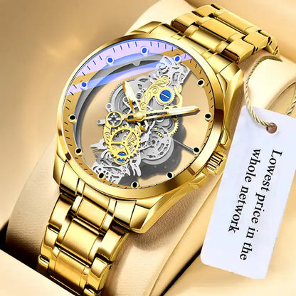 2023 New Men's Watch Customized Automatic Mechanical Quartz Gold Skeleton Retro Men's Watch Top Brand Luxury Men's Sports Watch