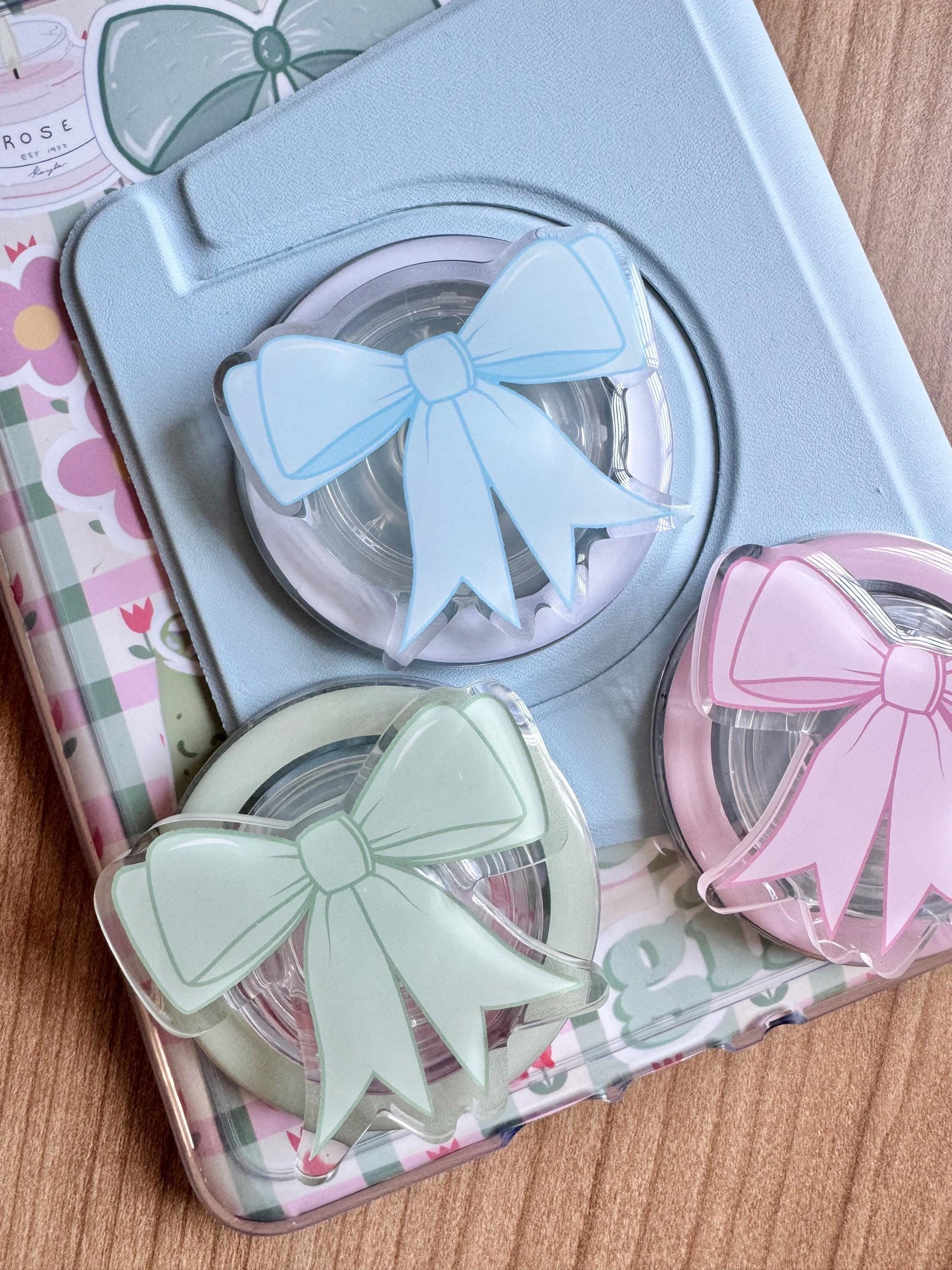 Coquette Kindle MagSafe Grip: Pink Blue Mint Bookish Phone Kindle Kobo Grip