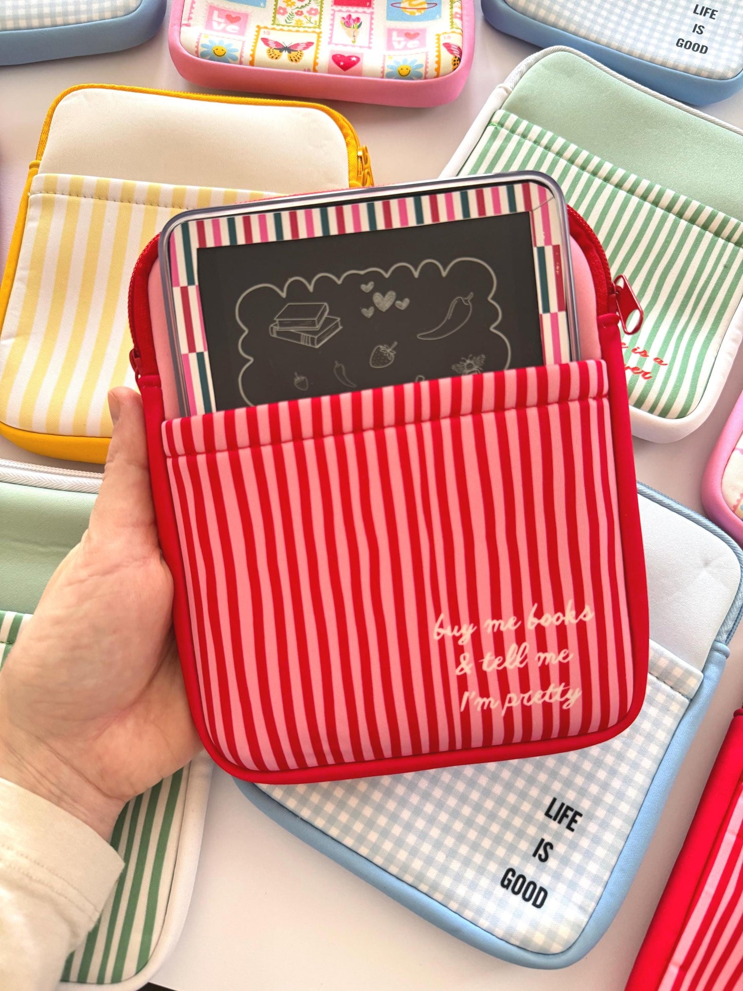 Kindle Sleeve Case with Pocket | Neoprene E-Reader Cover | Fits Kindle Paperwhite & Kobo | Spring Summer Gift for Booklover, Colorful print kindle sleeve, Kobo sleeve waterproof