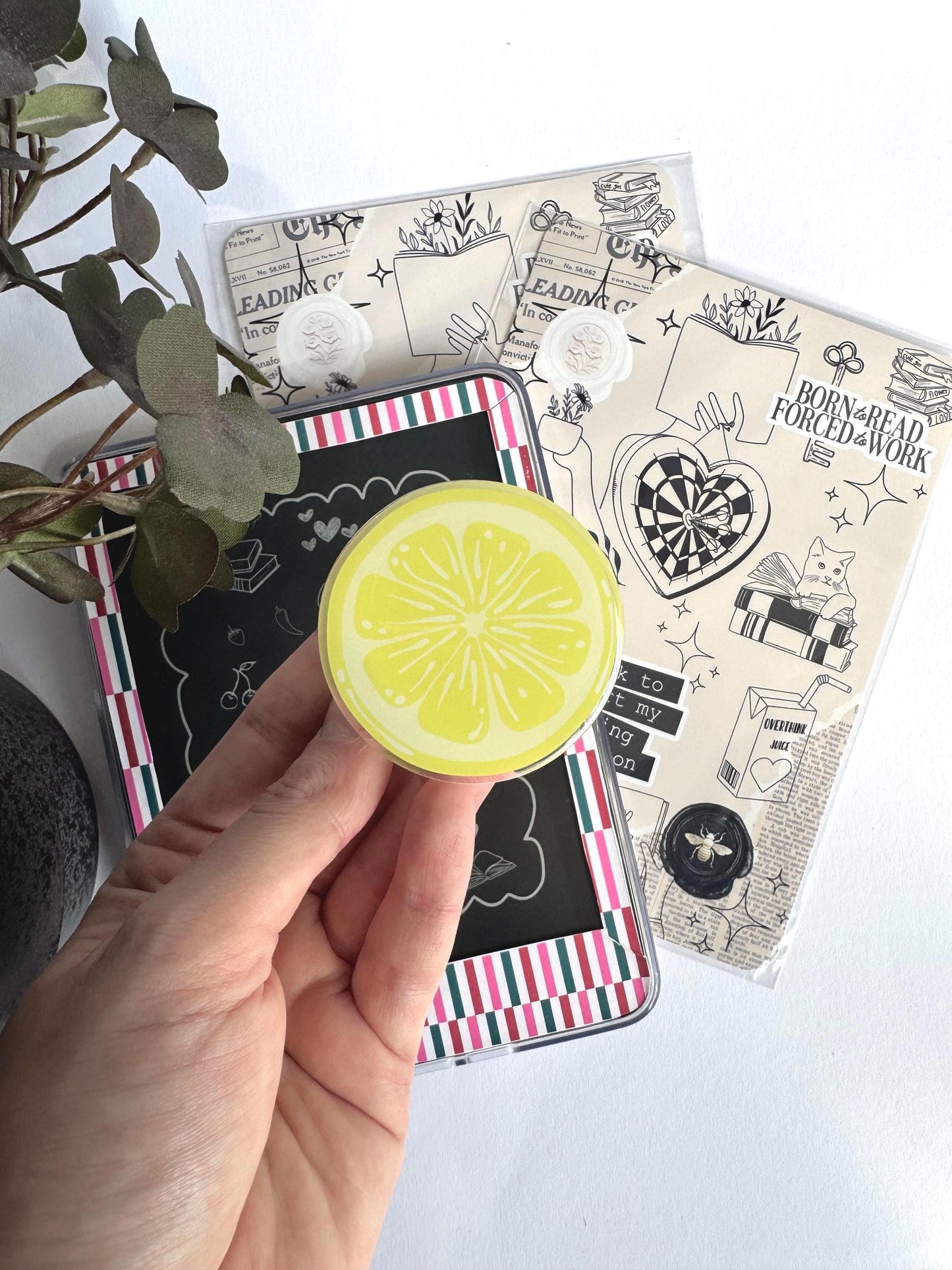 lemon magsafe kindle grip kindlegrip popsocket