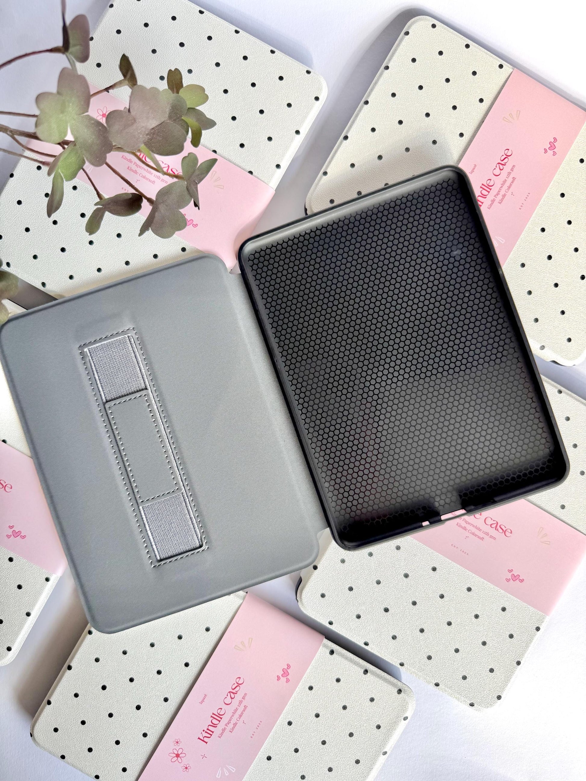 Dots Kindle Kobo Case with Hand Strap | PU Leather E-Reader Cover | Fits Kindle Paperwhite, Basic & Kobo