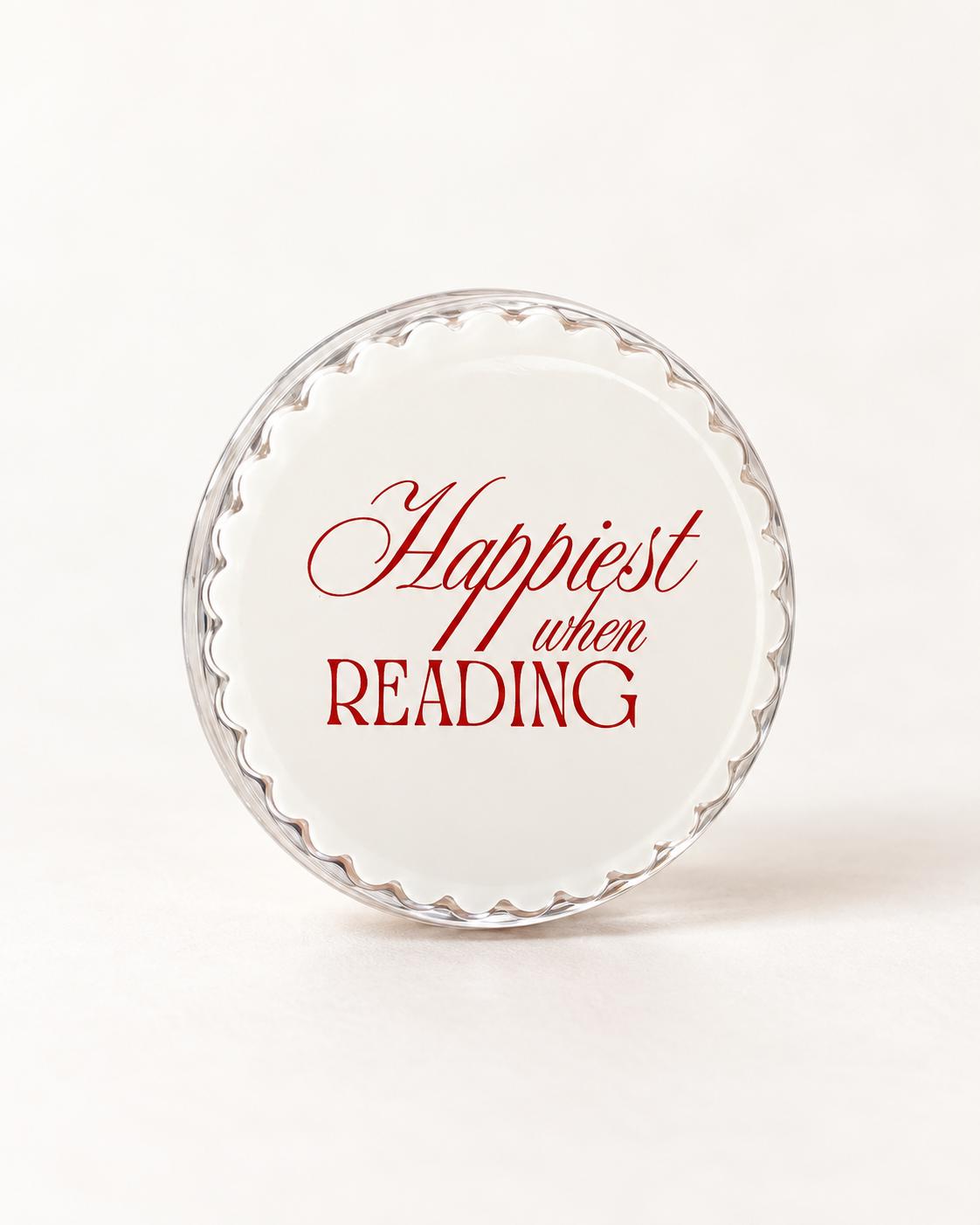 Happiest When Reading White Kindle MagSafe Grip: Bookish Magnetic Phone Accessory