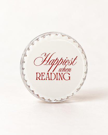Happiest When Reading White Kindle MagSafe Grip: Bookish Magnetic Phone Accessory