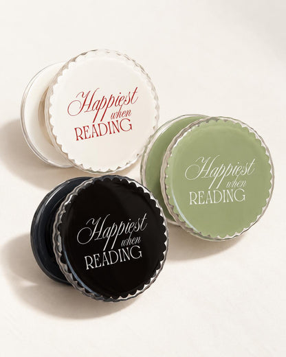 Happiest When Reading Black Kindle MagSafe Grip: Bookish Magnetic Phone Accessory