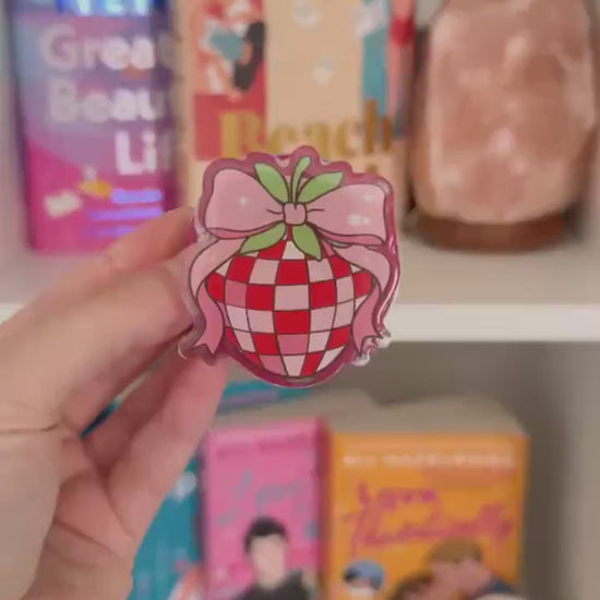 Strawberry Disco Kindle Grip: Magnetic Bookish Phone Accessory