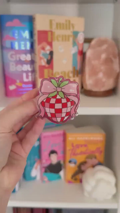 Strawberry Disco Kindle Grip: Magnetic Bookish Phone Accessory